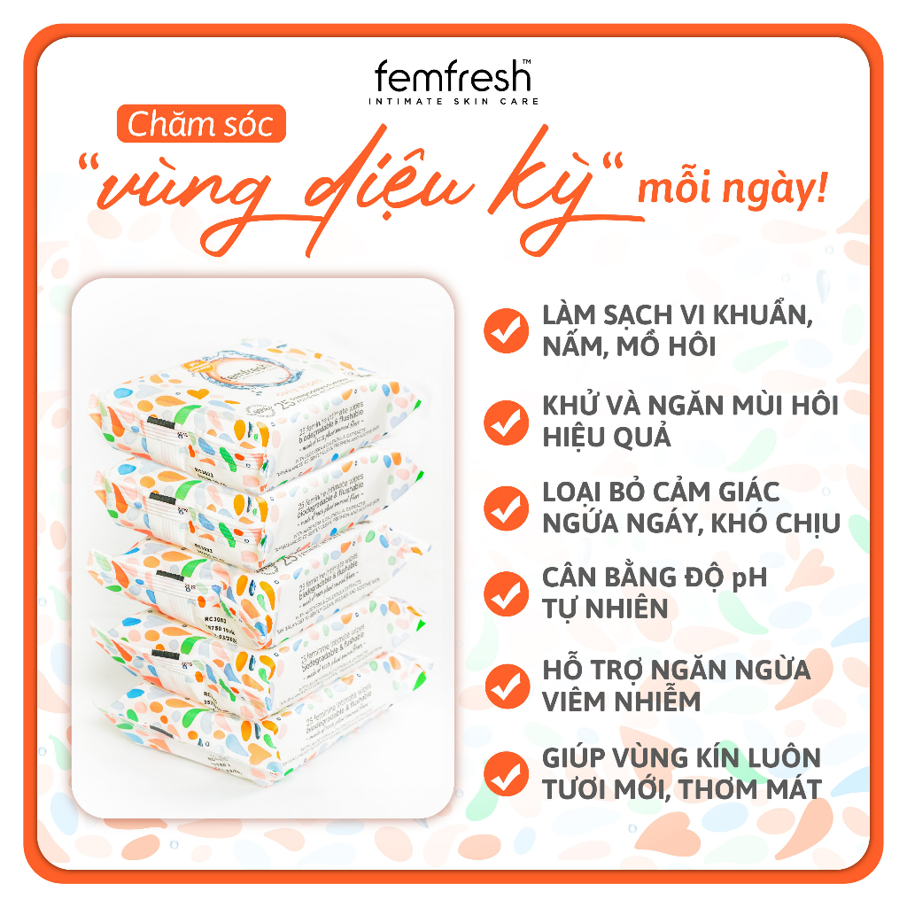 Ảnh Khăn giấy ướt vệ sinh vùng kín phụ nữ cao cấp Femfresh Anh Quốc 3
