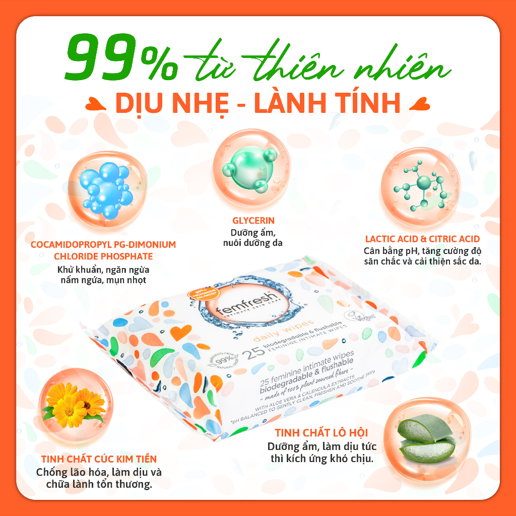 Ảnh Khăn giấy ướt vệ sinh vùng kín phụ nữ cao cấp Femfresh Anh Quốc 2
