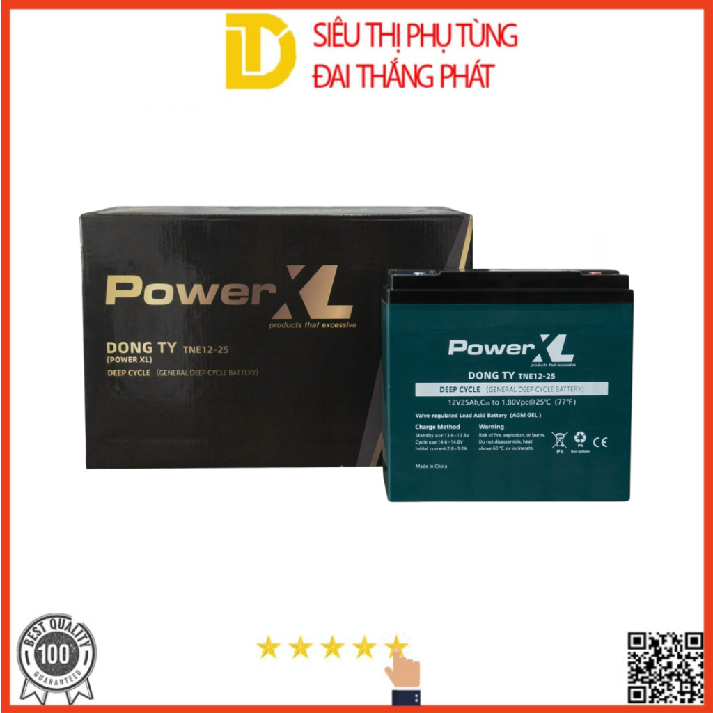 Ắc quy xe đạp điện / xe máy điện 12V-25Ah Thiên Năng TNE12-25 chính ...