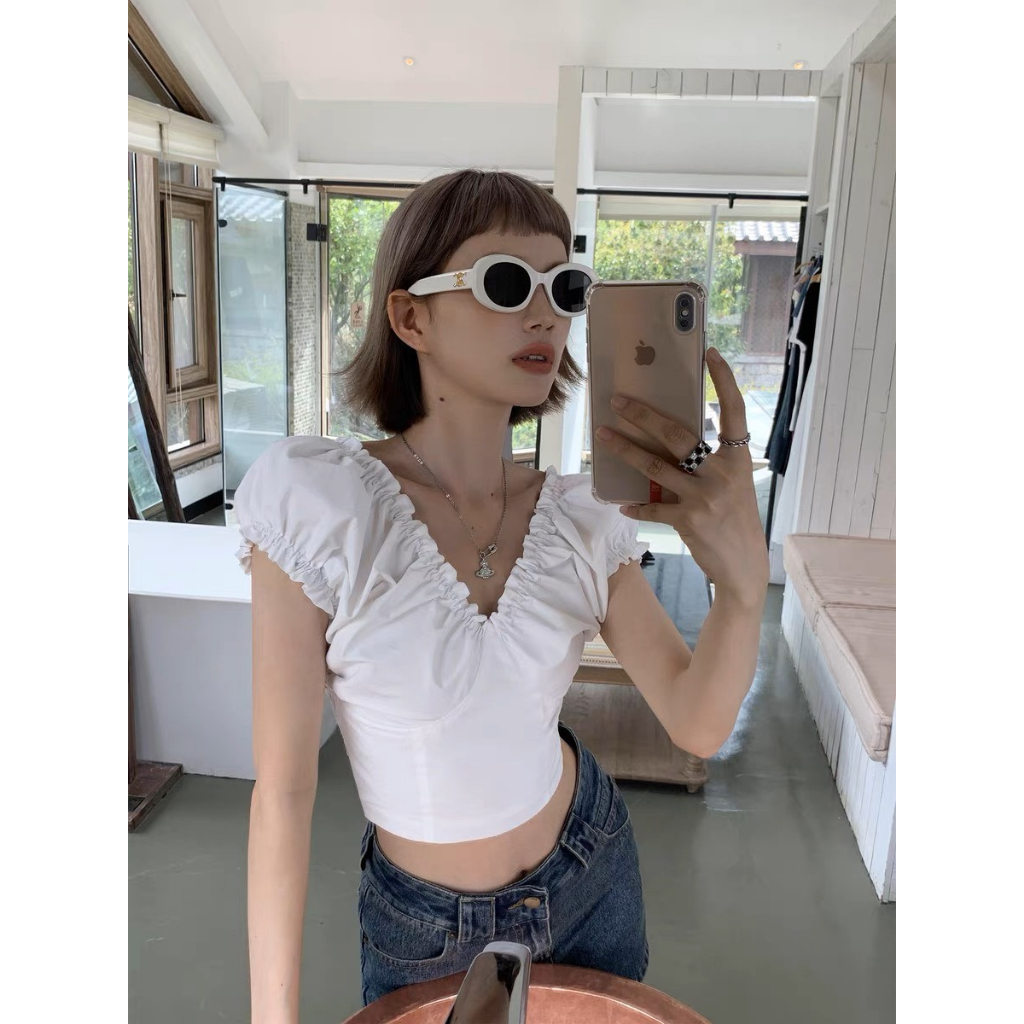 Áo Sơ Mi Ngắn Tay Cổ Chữ V Thời Trang Dành Cho Nữ
