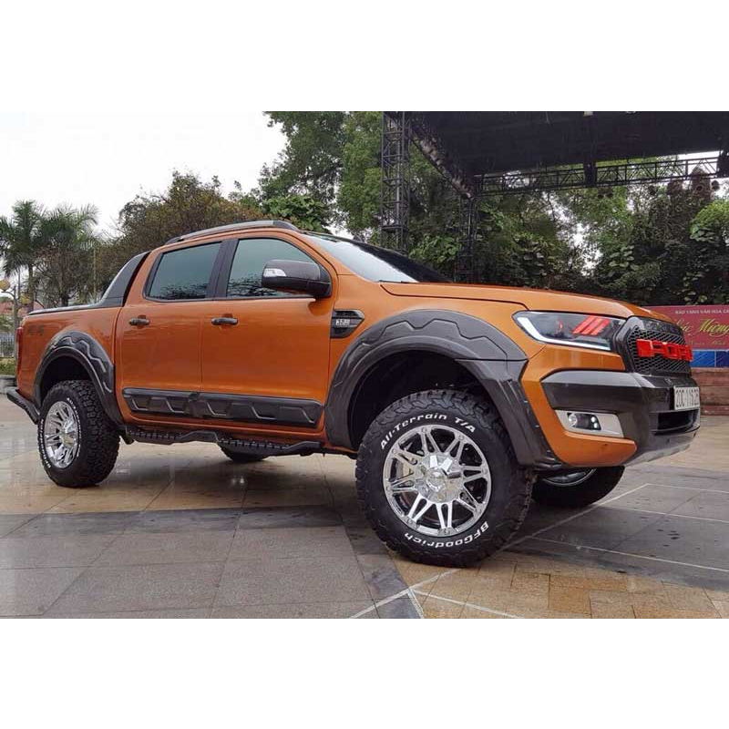Nẹp Sườn mẫu Raptor xe FORD RANGER 2016- 2021, Ốp hông bản nhỏ NHỰA ĐEN ABS