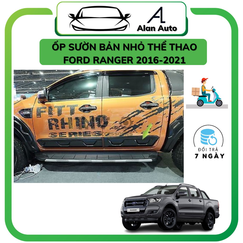 Nẹp Sườn mẫu Raptor xe FORD RANGER 2016- 2021, Ốp hông bản nhỏ NHỰA ĐEN ABS