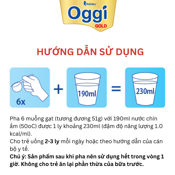 Ảnh Sữa bột Oggi Gold Suy Dinh Dưỡng 900g giúp bé tăng cân, ngừa táo bón - VitaDairy 2