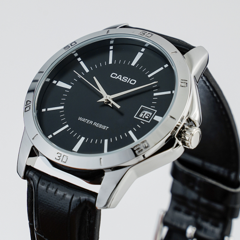 Ảnh Đồng Hồ Casio Nam MTP-V004L-1AUDF Mặt Tròn Màu Đen Dây Da Chính Hãng 3