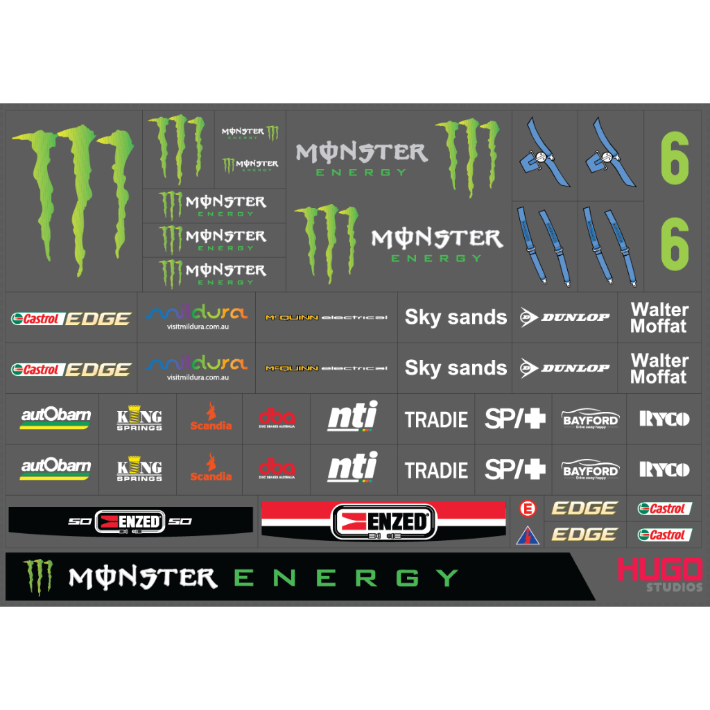 Hugo Studios Decal trượt nước Mons-ter tỉ lệ 1/64 chưa phủ clear ...