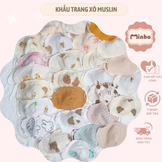 Khẩu Trang Xô Muslin Cho Bé Cao Cấp An Toàn, nhiều hình ngộ nghĩnh cho bé ( có nấc chỉnh)