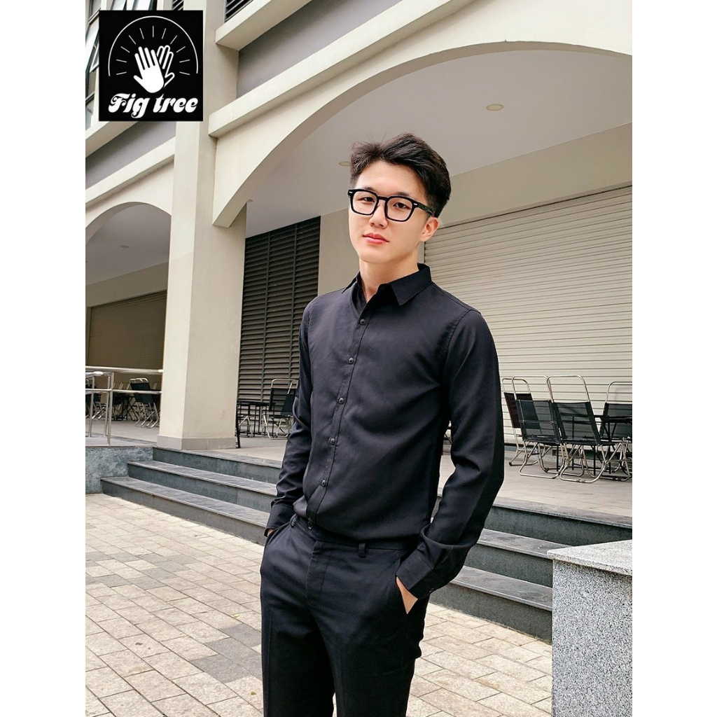 Áo Sơ Mi Váy Đôi Fig Tree Màu Đen Huyền Bí Cho couple ( có bigsize đến 110kg)