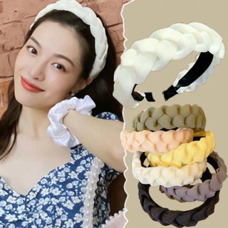 Cài tóc băng đô tóc bản to dạng tết bím tơ nhũ óng ánh đa dạng màu sắc cho nàng