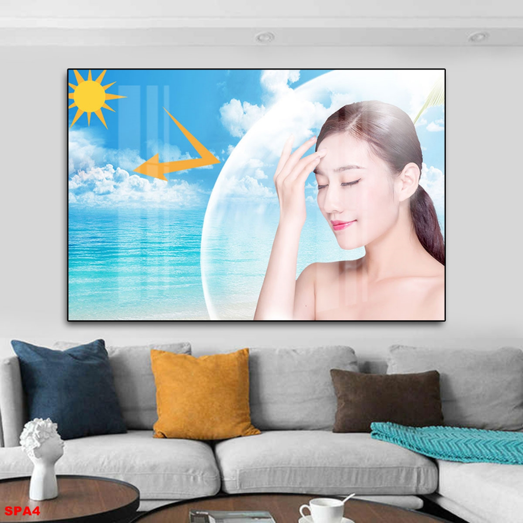 Tranh Treo Tường Tráng Gương Cao Cấp Cô Gái Đẹp Chăm Sóc Da