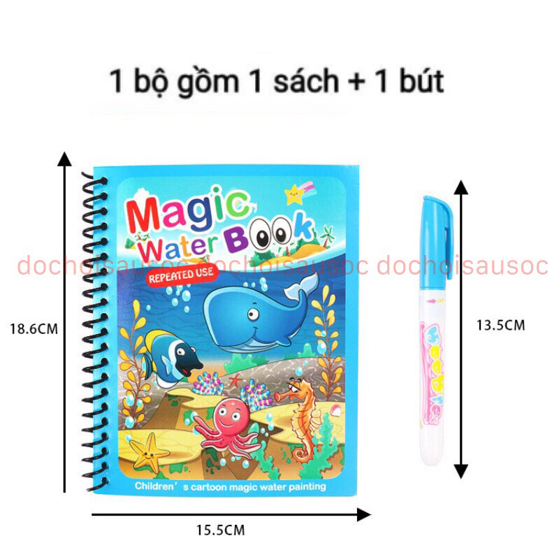 Tranh Tô Màu Nước Ma Thuật, Sách Tập Tô Thần Kỳ, Magic Water Book Cho Bé Giá Tốt Với Nhiều Chủ Đề Tặng Kèm 1 Bút Tô Màu