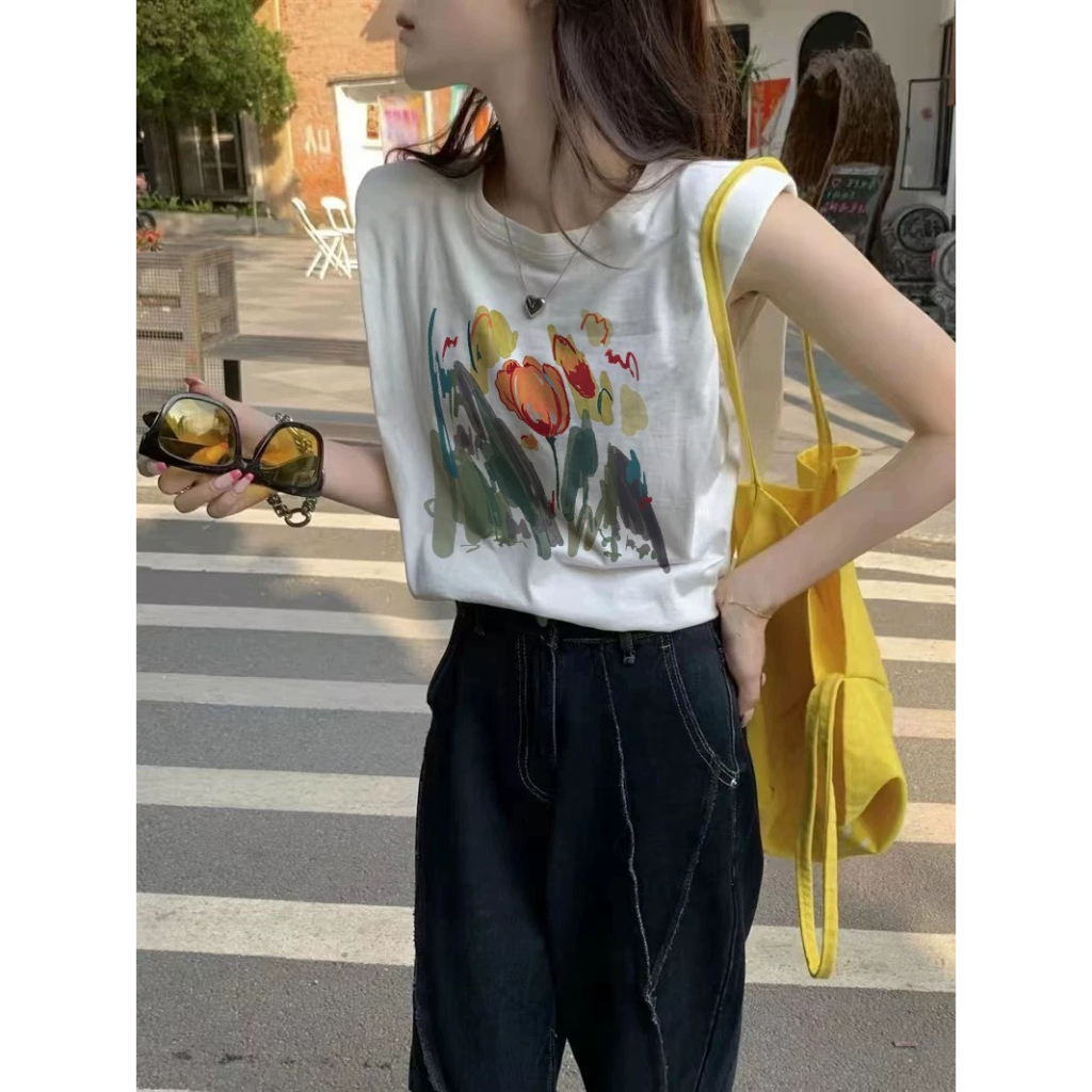 Áo Thun Nữ Sát Nách JULY, Áo Phông Cotton Ba Lỗ nữ In Hình Thời Trang