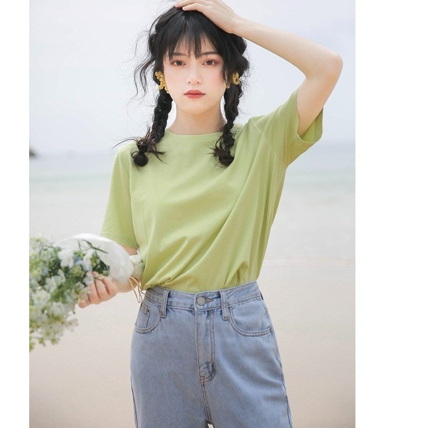 Áo thun cotton nữ trơn JULY, Áo phông trơn Hàn Quốc chất cotton 100%