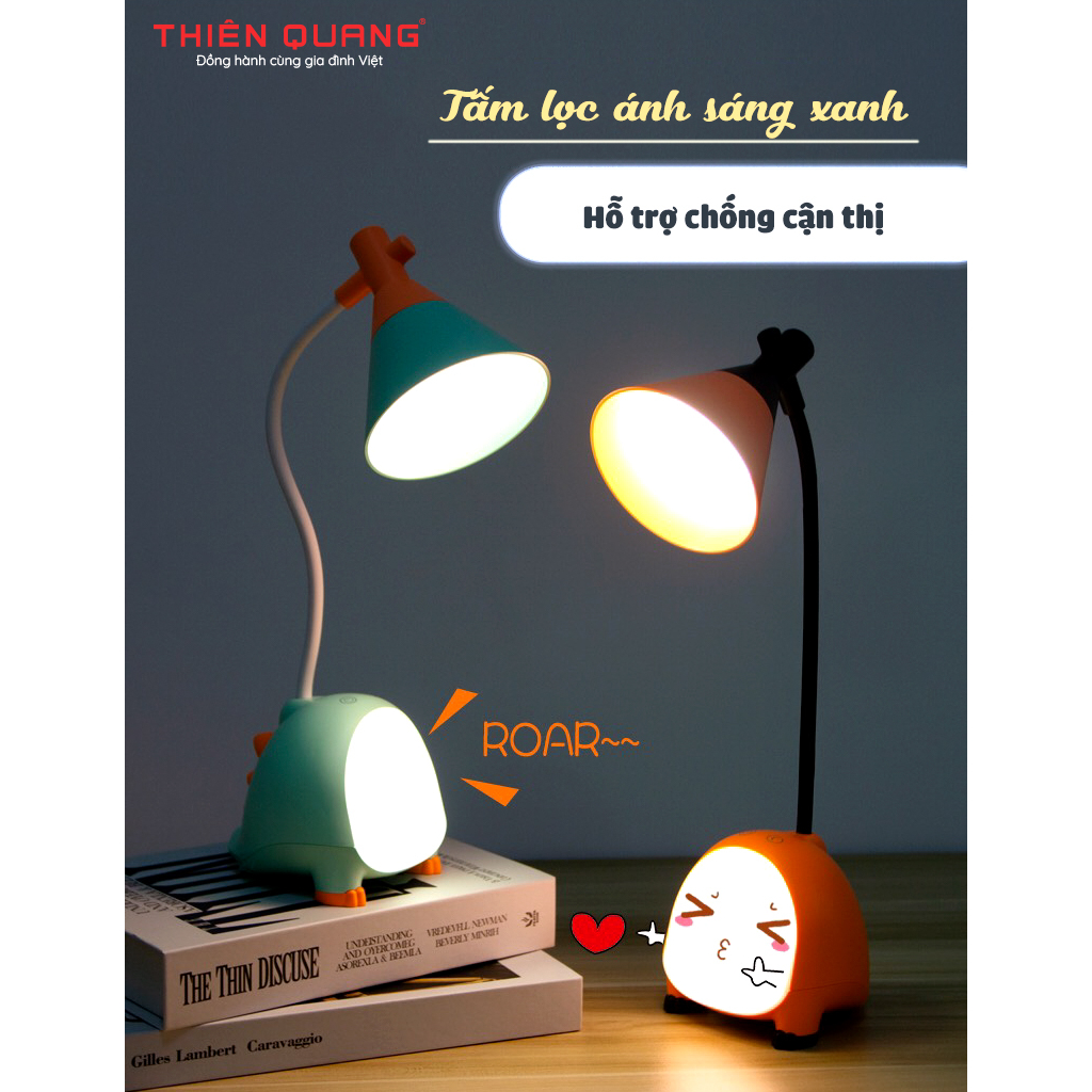 Đèn bàn học cảm ứng khủng long Thiên Quang, kết hợp đèn ngủ và đèn học, bảo vệ mắt, xoay 360 độ