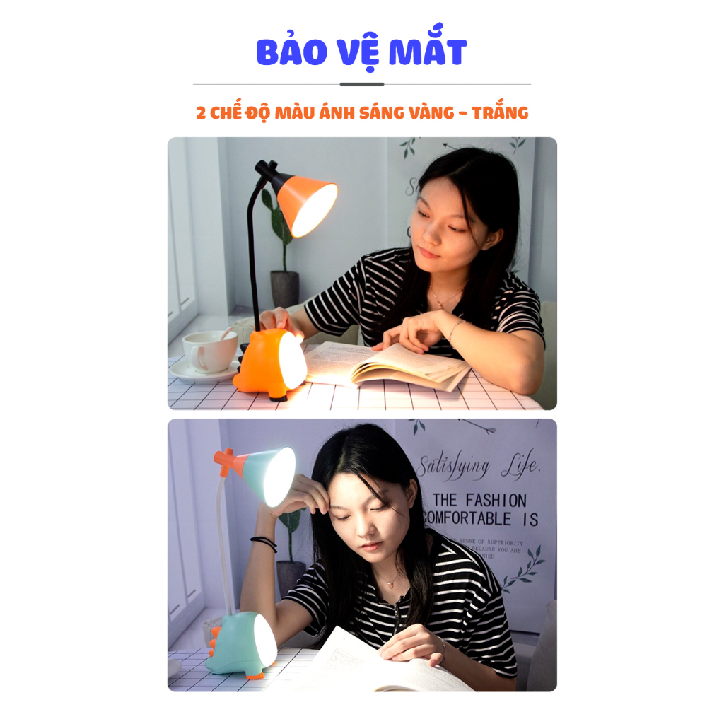 Đèn bàn học cảm ứng khủng long Thiên Quang, kết hợp đèn ngủ và đèn học, bảo vệ mắt, xoay 360 độ
