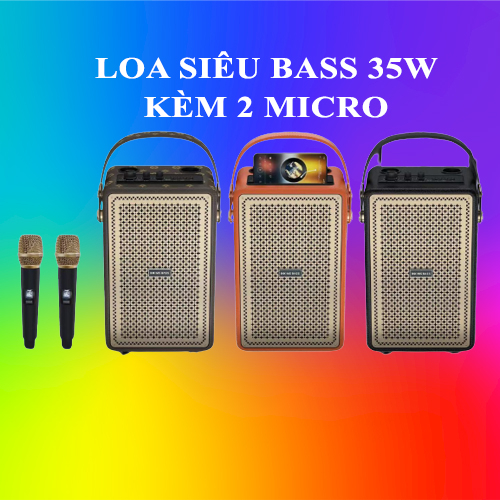 Loa bluetooth di động kèm micro hát karaoke gia đình M4203 cao cấp dùng đi du lịch ngoài trời âm thanh hay 35W - HOLOCOM
