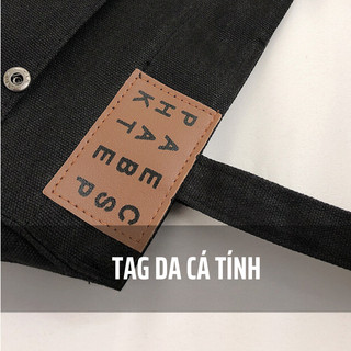 Túi tote túi vải canvas nữ đeo vai có ngăn phụ họa tiết chữ phong cách ulzzang