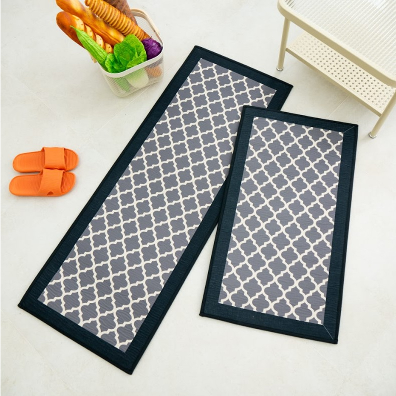 Thảm Bếp Dệt Dày Thấm Hút Nước Chống Trượt Họa Tiết Hoa Văn Phong Cách Châu Âu Cao Cấp