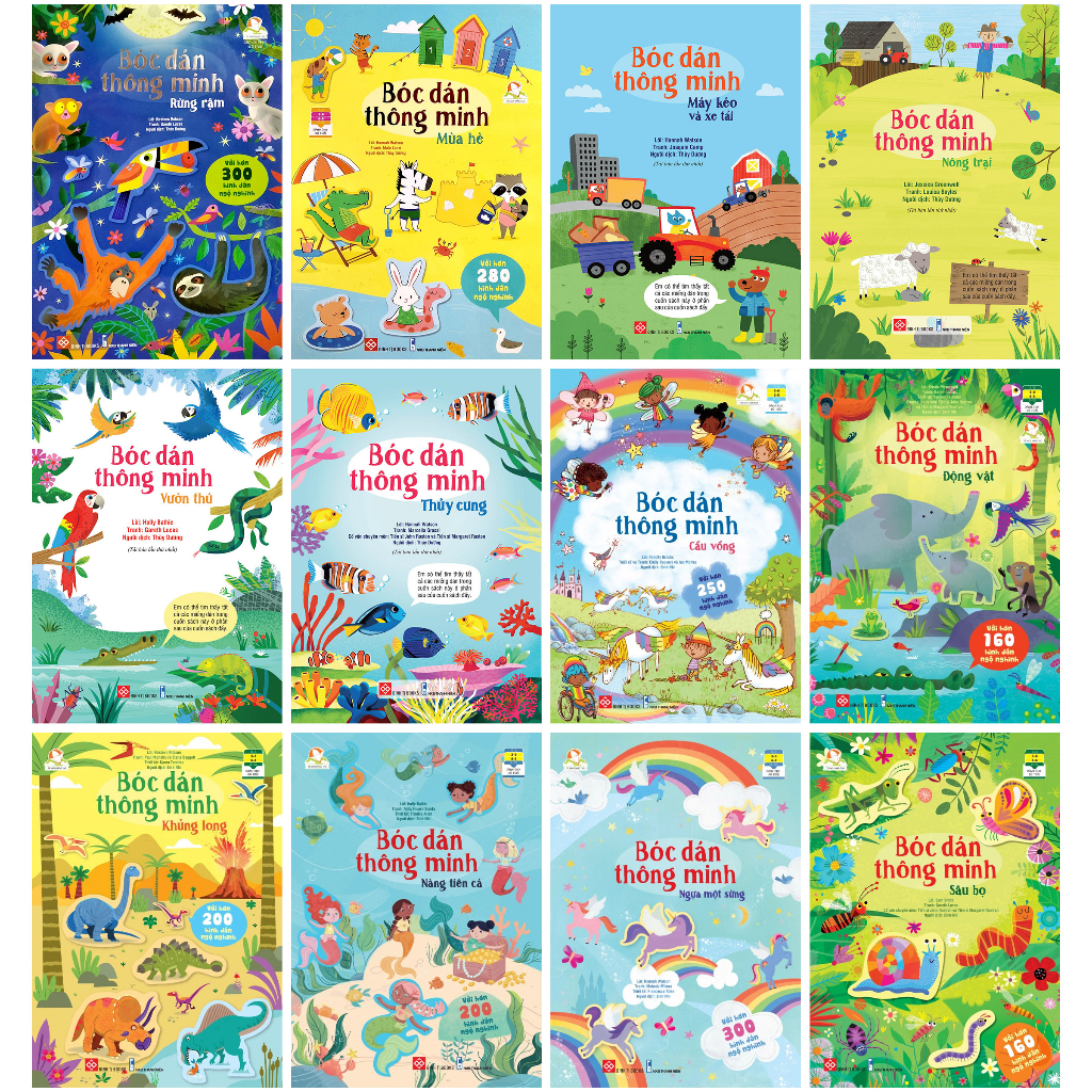 Sách - Bóc dán thông minh - Lẻ cuốn 12 chủ đề dành cho bé từ 3 đến 8 tuổi Đinh Tị