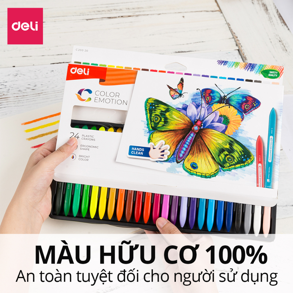 Bút Sáp Màu Vẽ Hữu Cơ Cho Bé Tập Vẽ Deli - 12/18/24 Màu Tươi Sáng, Siêu Sạch, An Toàn - Tô Màu Vẽ Tranh