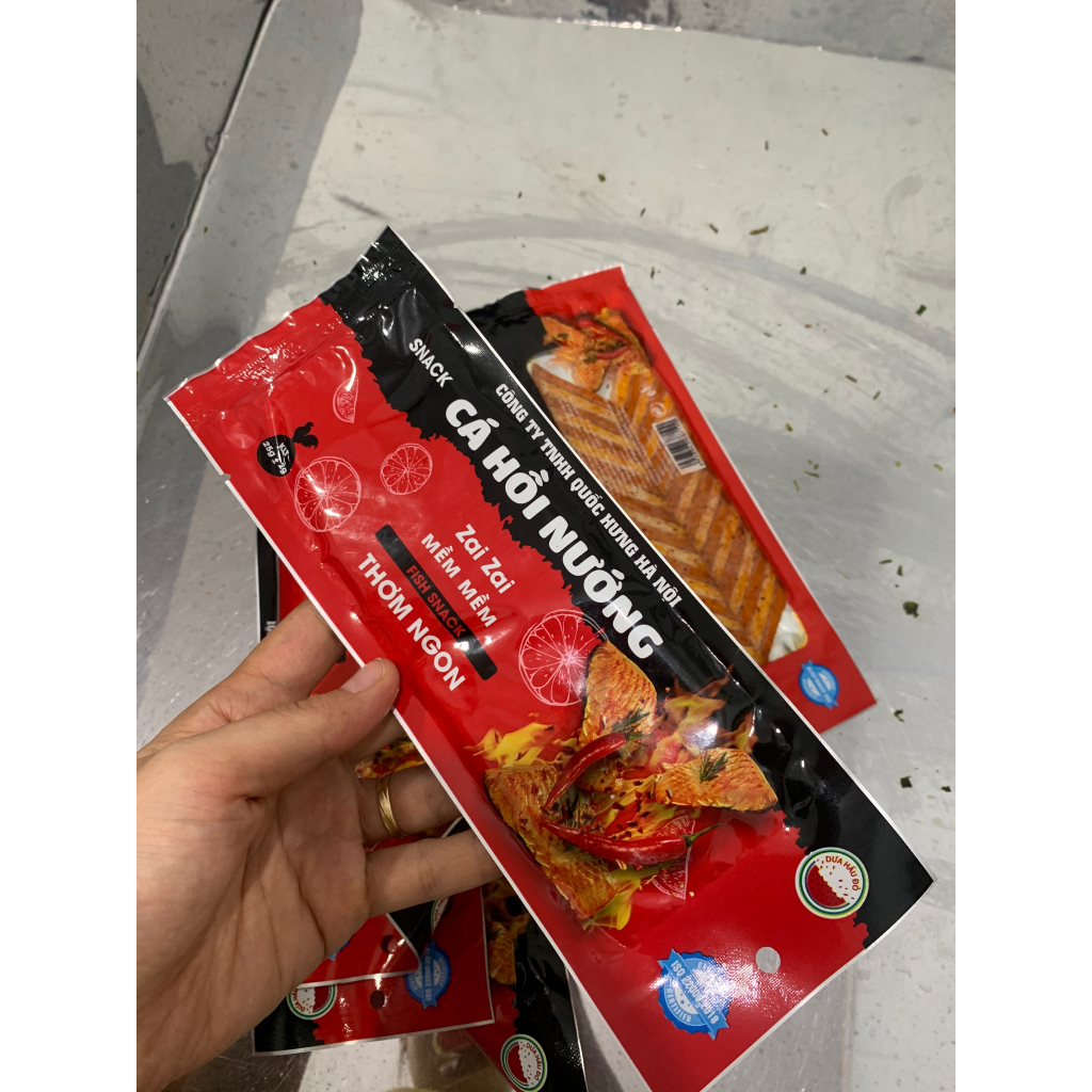 Combo 10 Gói Cá Hồi Nướng Snack Hiệu Dưa Hấu Đỏ, Cay Cay đồ ăn vặt