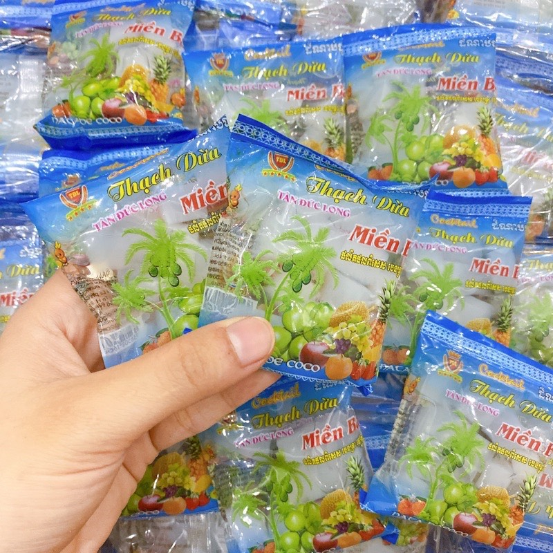 Combo 20 Gói Thạch Dừa Miền Bắc, Thạch Rau Câu Đồ Ăn Vặt tuổi thơ, đồ ăn vặt cổng trường