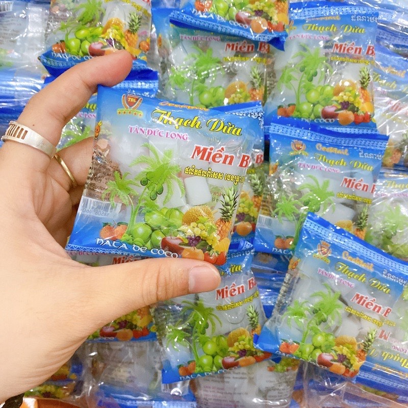 Combo 20 Gói Thạch Dừa Miền Bắc, Thạch Rau Câu Đồ Ăn Vặt tuổi thơ, đồ ăn vặt cổng trường