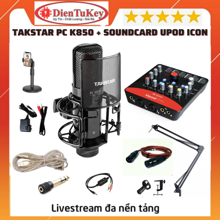 Bộ Combo Mic Thu Âm Hát Livestream Sound Card Icon Upod Pro và Mic ...