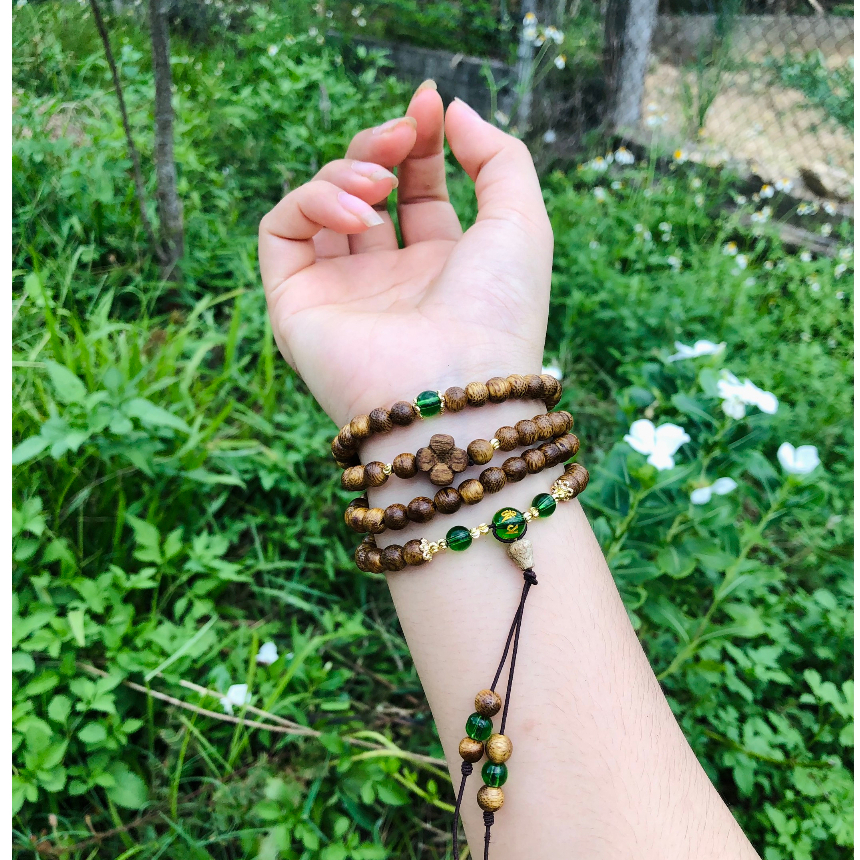 Vòng tay trầm hương bằng trầm tốc mix Omani charm hổn hợp-thanh lịch-sang trọng và đẹp-Trầm hương Hôi an