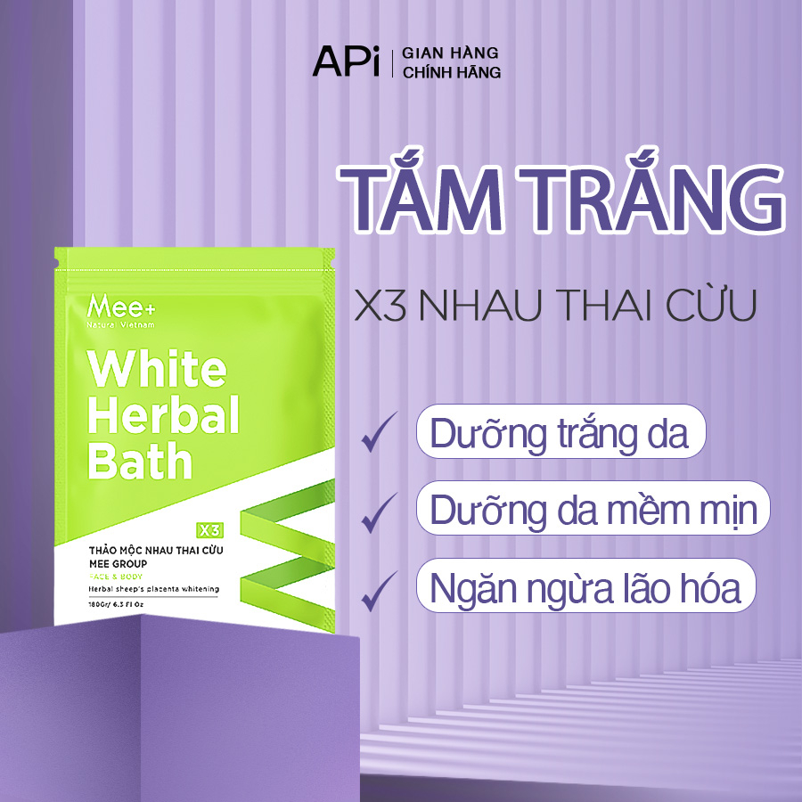 Tắm trắng x3 nhau thai cừu, dưỡng trắng da body thảo mộc Mee Natural White Herbal Bath 180g