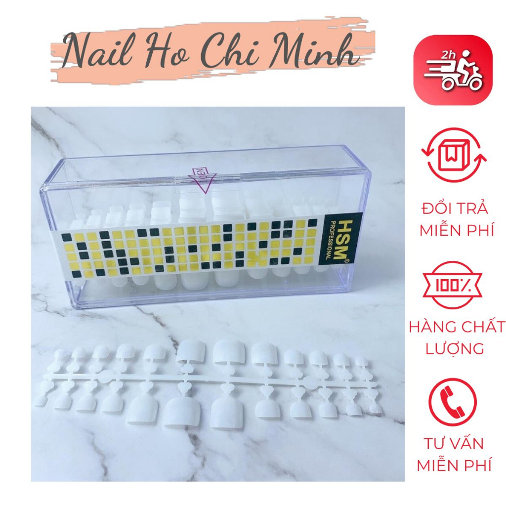 Móng úp chân HSM chính hãng phom chuẩn - Hộp 504 móng úp chân giả đủ size