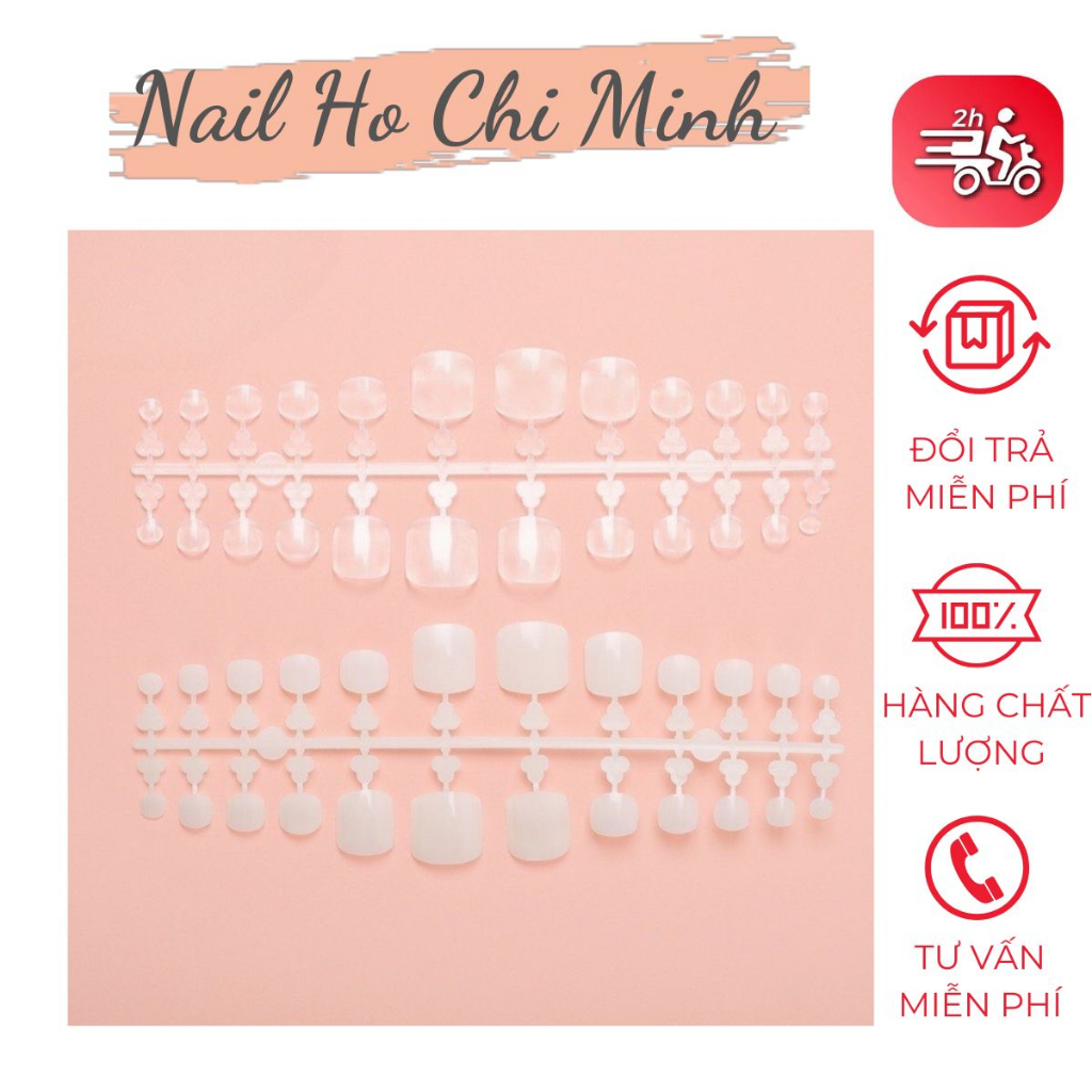 Móng úp chân HSM chính hãng phom chuẩn - Hộp 504 móng úp chân giả đủ size