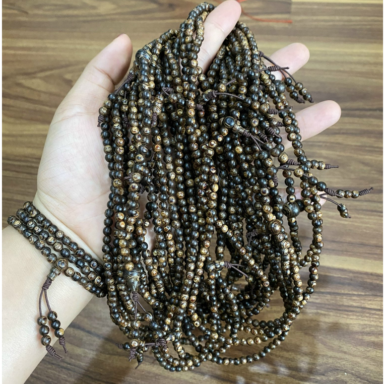 Vòng tay bằng trầm hương sánh chìm 108 hạt 4mm may mắn bình an và tài lộc-Trầm hương HỘI AN