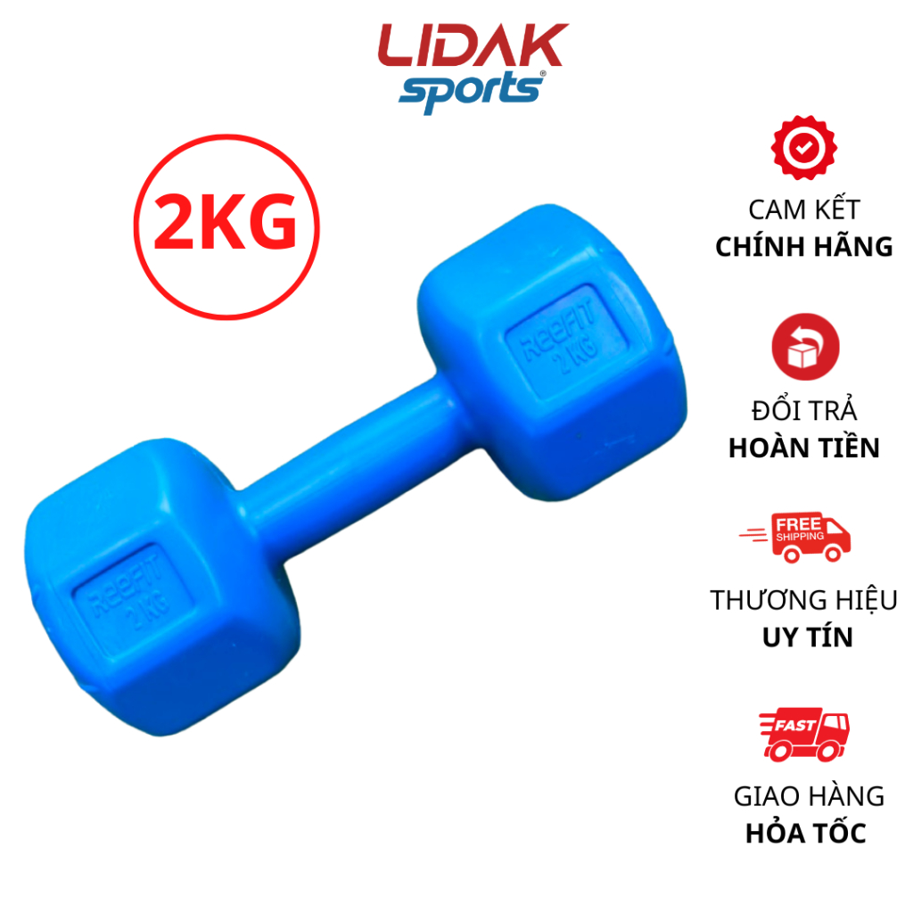 Ảnh Tạ tay nhựa 2kg Lidak, bên trong ruột tạ có lõi thép - LIDAK SPORT 1