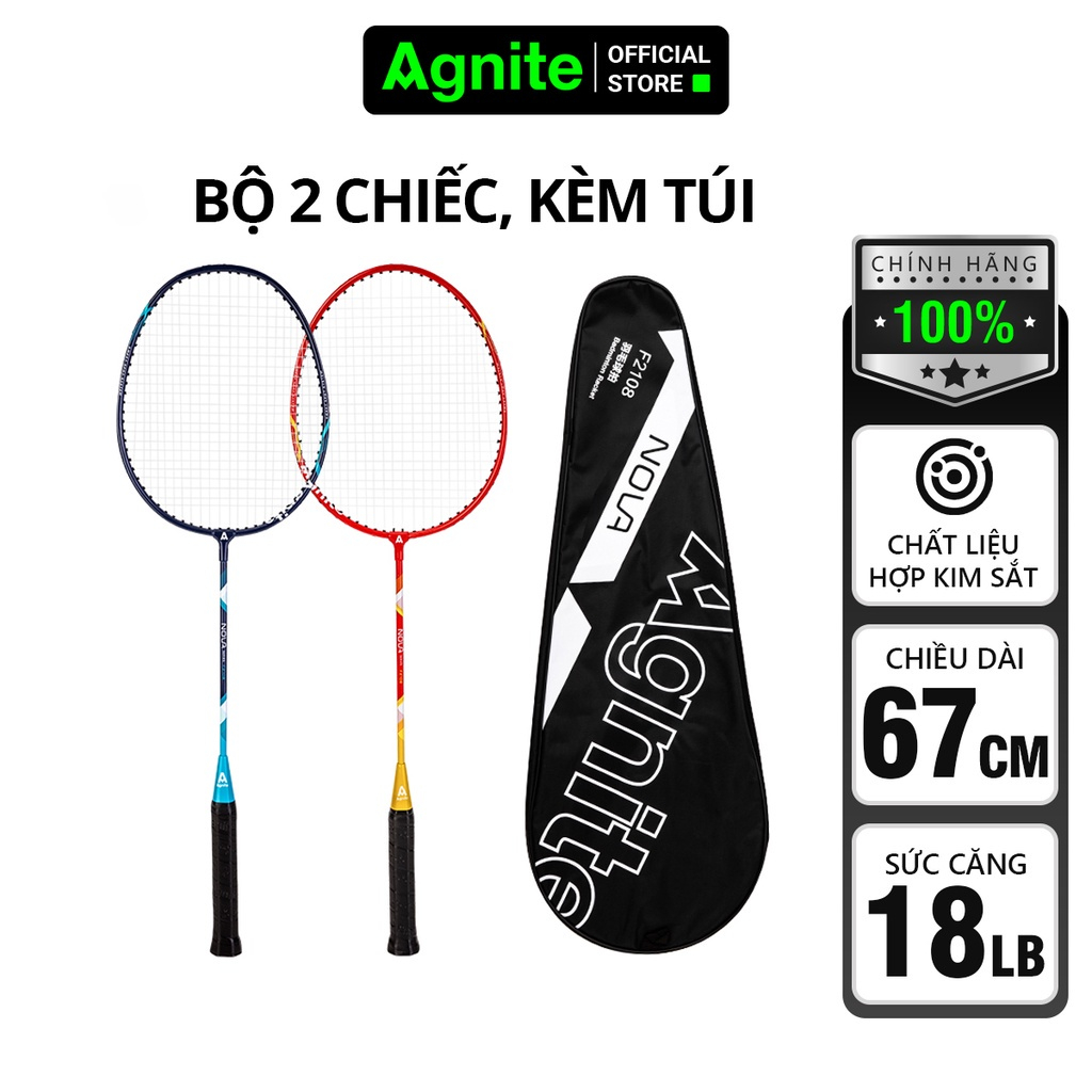 [TẶNG GĂNG TAY] Bộ 2 vợt cầu lông chính hãng AGNITE giá rẻ, khung carbon composite, vợt bền dành cho người bán chuyên