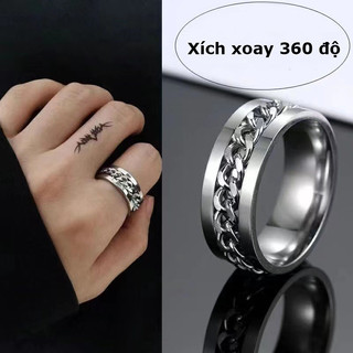 Nhẫn xoay 360 độ chất liệu titan, nhẫn khui bia xoay giảm stress hiệu quả