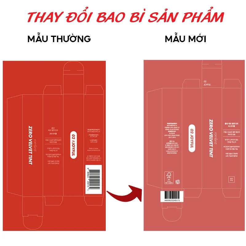 Ảnh Son Kem Lì Hàn Quốc Romand Zero Velvet Tint 5.5g (05 Đỏ Gạch, 06 Đỏ Nâu, 20 Đỏ Trầm) 1