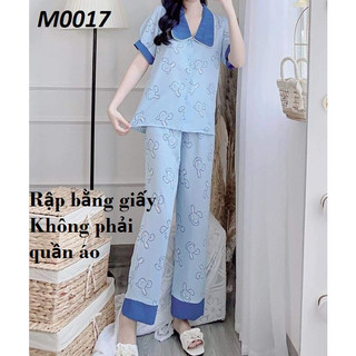 Rập giấy cắt sẵn mã M0017- rập giấy mẫu bộ mặc nhà cổ cánh én, cộc tay (bản vẽ)