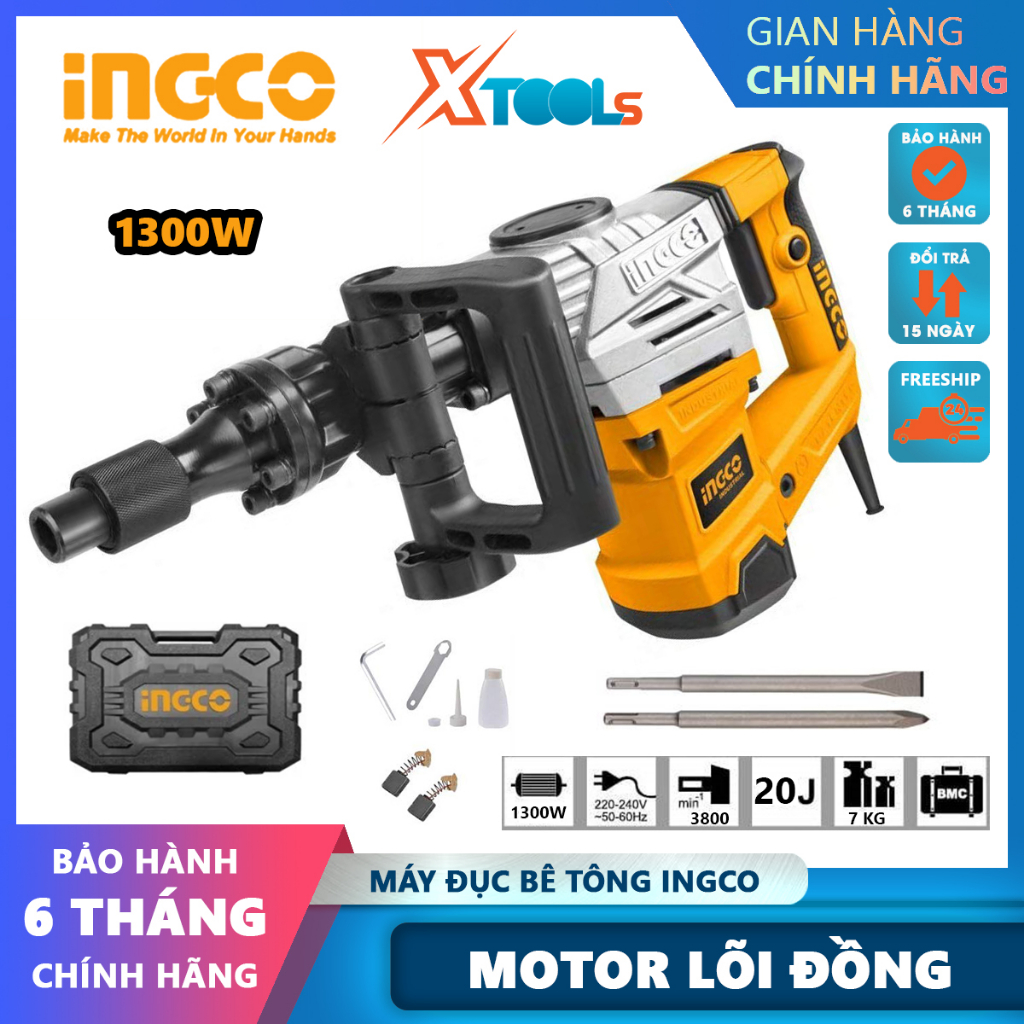 Máy đục bê tông INGCO PDB13008 220-240V~50-60Hz công suất 1300W tốc độ ...