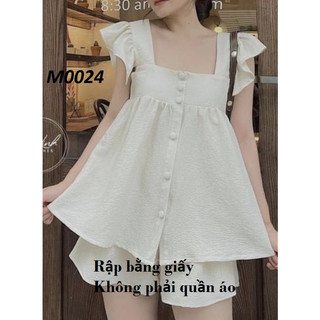 Rập giấy cắt sẵn mã M0024 - rập giấy mẫu bộ mặc nhà babydoll (bản vẽ)