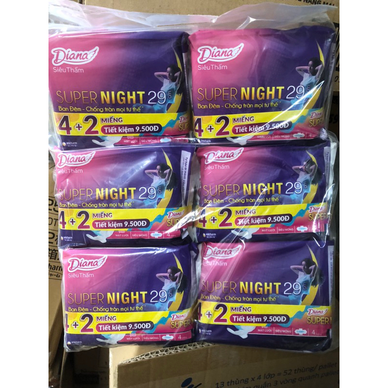 Combo 6 gói  Diana Super Night Ban đêm 29cm