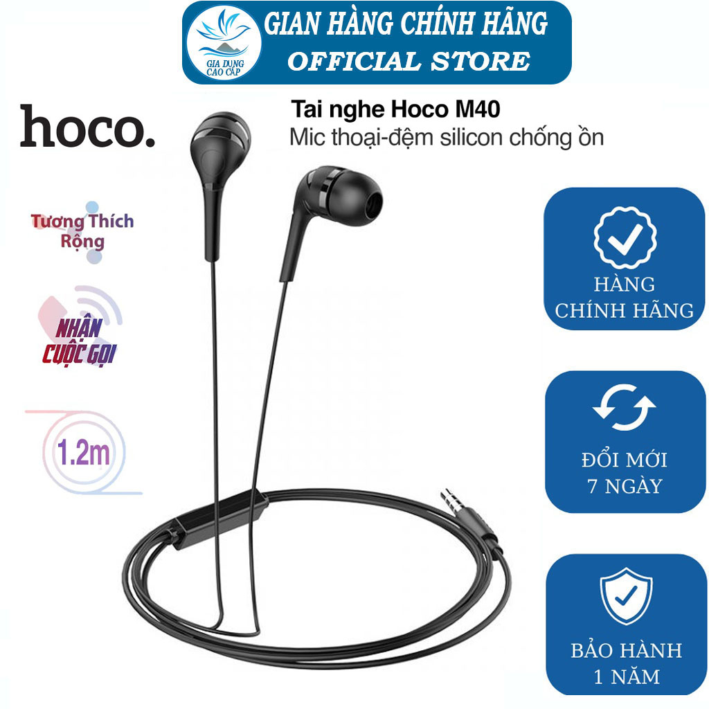 Tai nghe Hoco M40 kèm Mic thoại Dây TPE đàn hồi Jack 3.5mm cho Smart ...