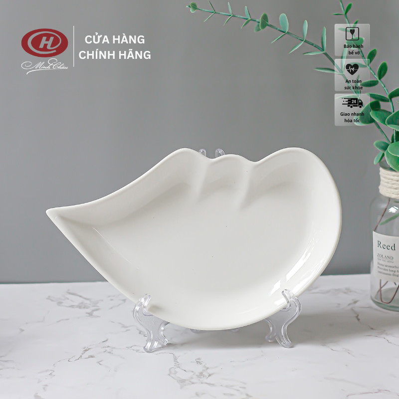 Đĩa Trang Trí Hình Trái Tim Trắng Trơn - Sứ Minh Châu