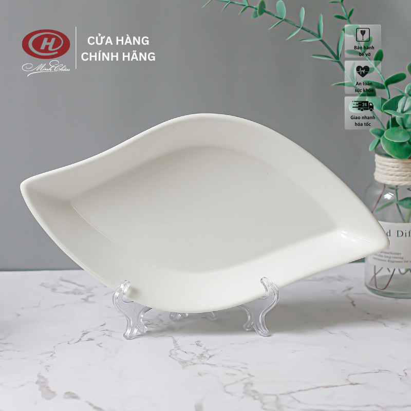 Đĩa Trang Trí Hình Lá Trắng Trơn - Sứ Minh Châu - Vỡ 1 Đổi 1