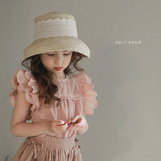 𝐀𝐩𝐫𝐢𝐥 𝐛𝐞́𝐛𝐞́ - Strawberry Áo linen vai bèo cánh tiên công chúa xinh xắn vintage mùa hè cho bé gái