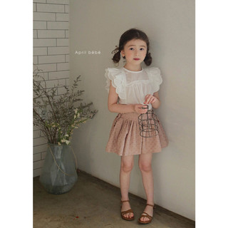 𝐀𝐩𝐫𝐢𝐥 𝐛𝐞́𝐛𝐞́ - Strawberry Áo linen vai bèo cánh tiên công chúa xinh xắn vintage mùa hè cho bé gái