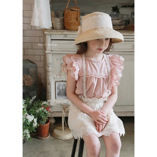 𝐀𝐩𝐫𝐢𝐥 𝐛𝐞́𝐛𝐞́ - Strawberry Áo linen vai bèo cánh tiên công chúa xinh xắn vintage mùa hè cho bé gái