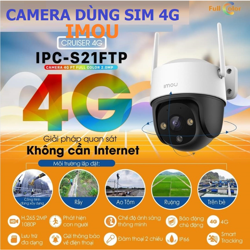 Camera Wifi Ngoài trời DÙNG SIM 4G IMOU S21FTP 2MB 1080P Màu Đêm, Xoay 360  - Chính hãng | Shopee Việt Nam