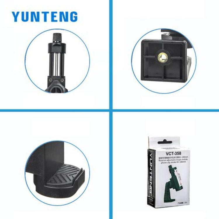 Kẹp Điện Thoại Yunteng 358 Xoay 360 Độ, Đầu Ren 1/4 Gắn Tripod và Chân Đế