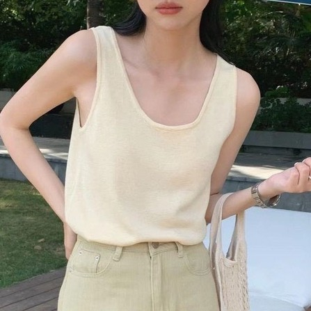 Áo sát nách, áo hai dây nữ chất thun giấy, cotton xược JULY- áo ba lỗ nữ phong cách Hàn Quốc, Áo thun cổ tim