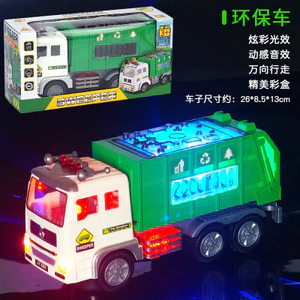 Đồ chơi ô tô cho bé trai tải chở rác 6 bánh có đèn 3D dùng pin có nhạc JY686,đồ chơi cho bé trai